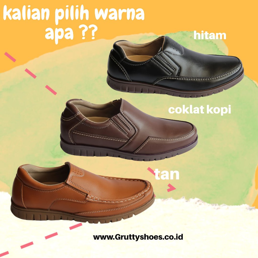 Sepatu Casual Pria slip on Grutty HR-136 Hitam