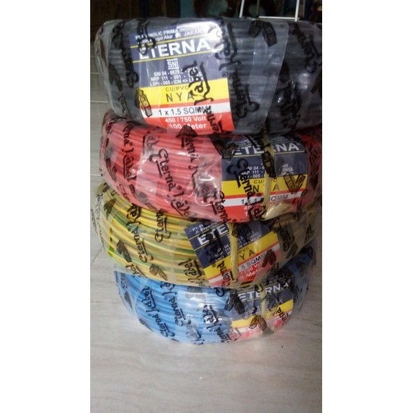 Kabel Kawat Tunggal NYA 1x1.5 ETERNA 100 Meter ( 1x1.5 1x1.5mm 1.5 1,5 mm2 1x1,5 100M )