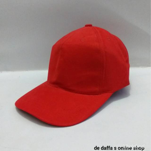 Topi Baseball polos dewasa cap Merah bahan rapel pengait besi