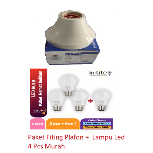 Paket Promo Lampu Led 5watt 4pcs Bonus Fiting Lampu Murah