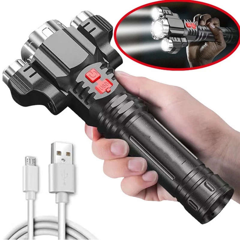 Lampu Senter 3-kecepatan Multifungsi Tahan Air Untuk Bersepeda, Camping, Outdoor