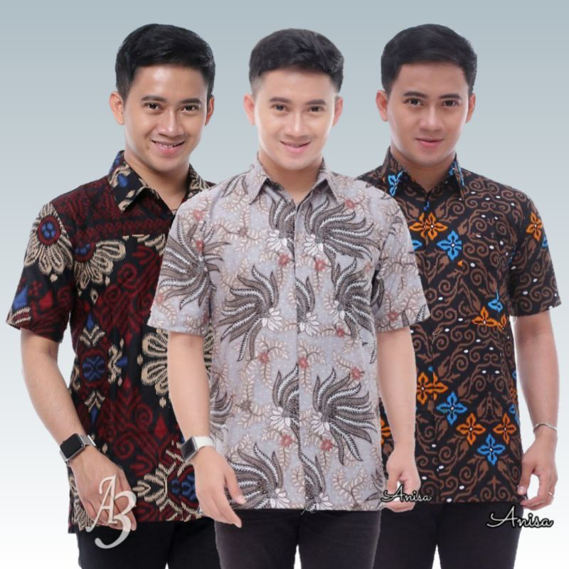 Bswart Batik Hrb026 Kenongo Hem Pendek Padi Pekalongan M L Xl Batik Pria Murah Modern Grosir