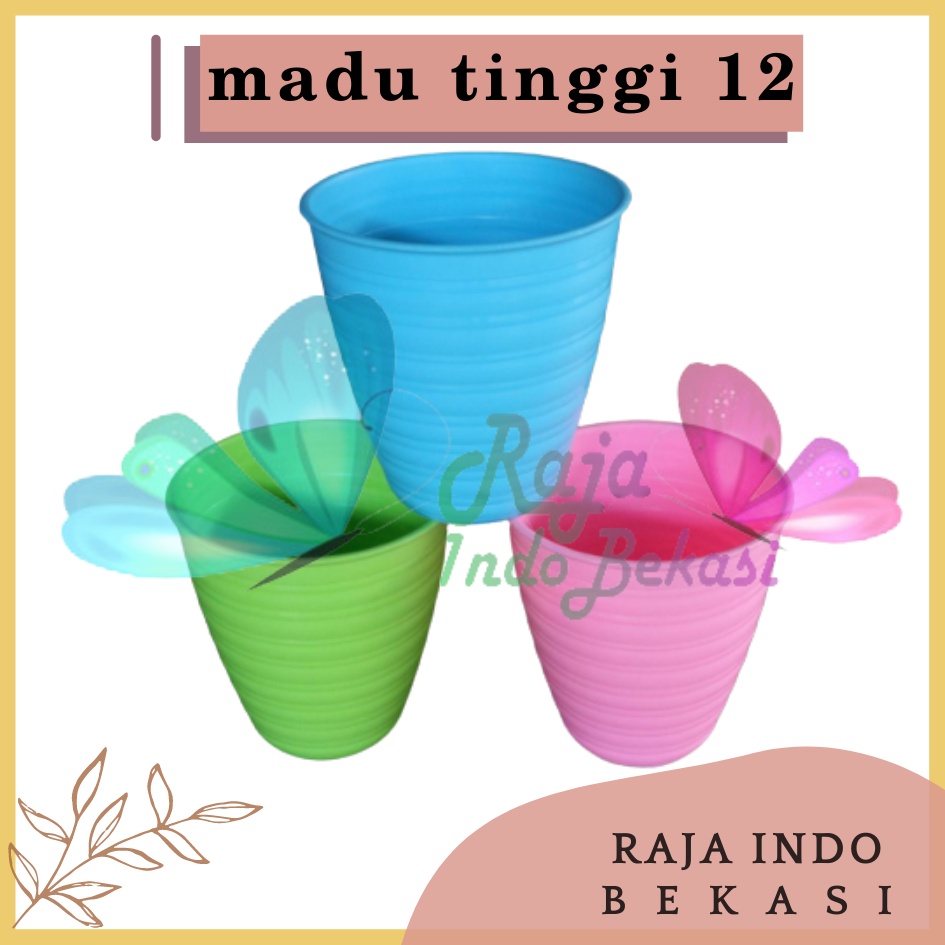 Pot Tawon Pirus 12 Cm Merk Madu Warna Pink Biru Hijau Motif Tawon Pot Plastik 12cm Pot Vas Bunga