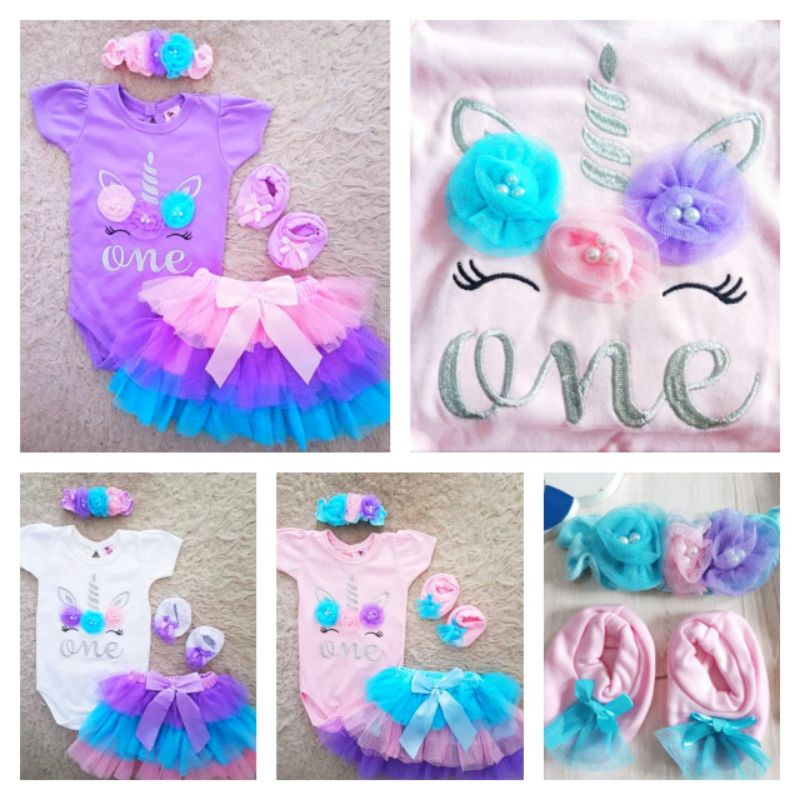 SETELAN BAJU JUMPER BAYI PEREMPUAN 0-18 BULAN+BANDO+SEPATU / SET JUMPER ROK TUTU FREE BANDO UNICORN / SETELAN BAJU BAYI CEWEK LUCU / SETELAN JUMPER ROK TUTU UNICORN BUNGA FLOWER POLKADOT