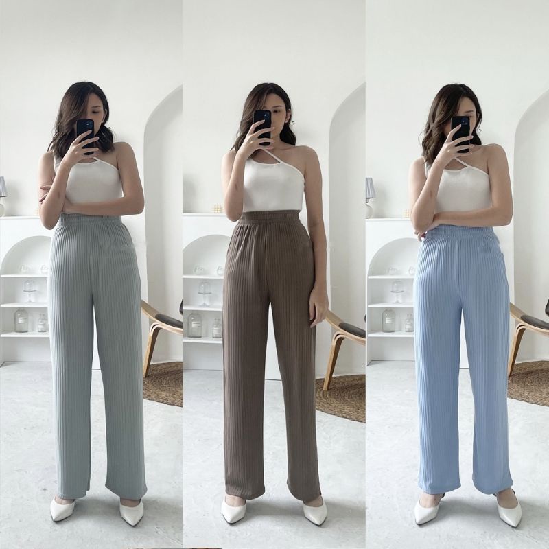 Celana Kulot Knit Berkualitas - Kinan Knit Pants - Long Cullote Meera Premium