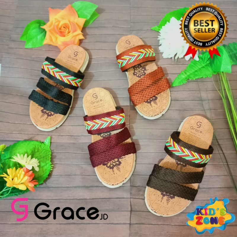 GRACE [JASMINE BAN3M RAINBOW] Sandal Selop Rajut Anak Cewek/ Sandal Rajut Ban 3M Anak Perempuan