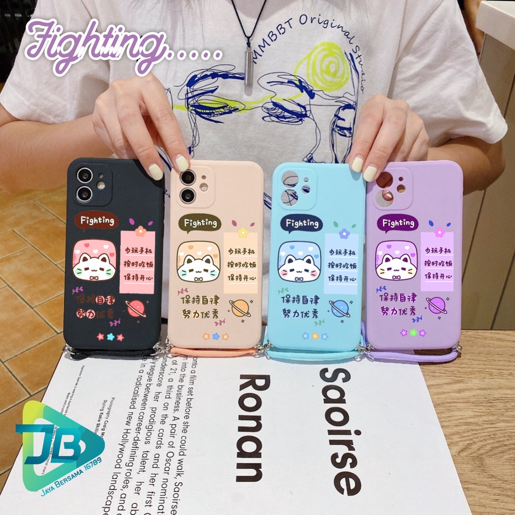 SOFTCASE SILIKON SLINGCASE TALI LANYARD STRAP PHONE MACARON PELINDUNG KAMERA FIGHTING OPPO VIVO SAMSUNG XIAOMI REALME IPHONE ALL TYPE JB5542