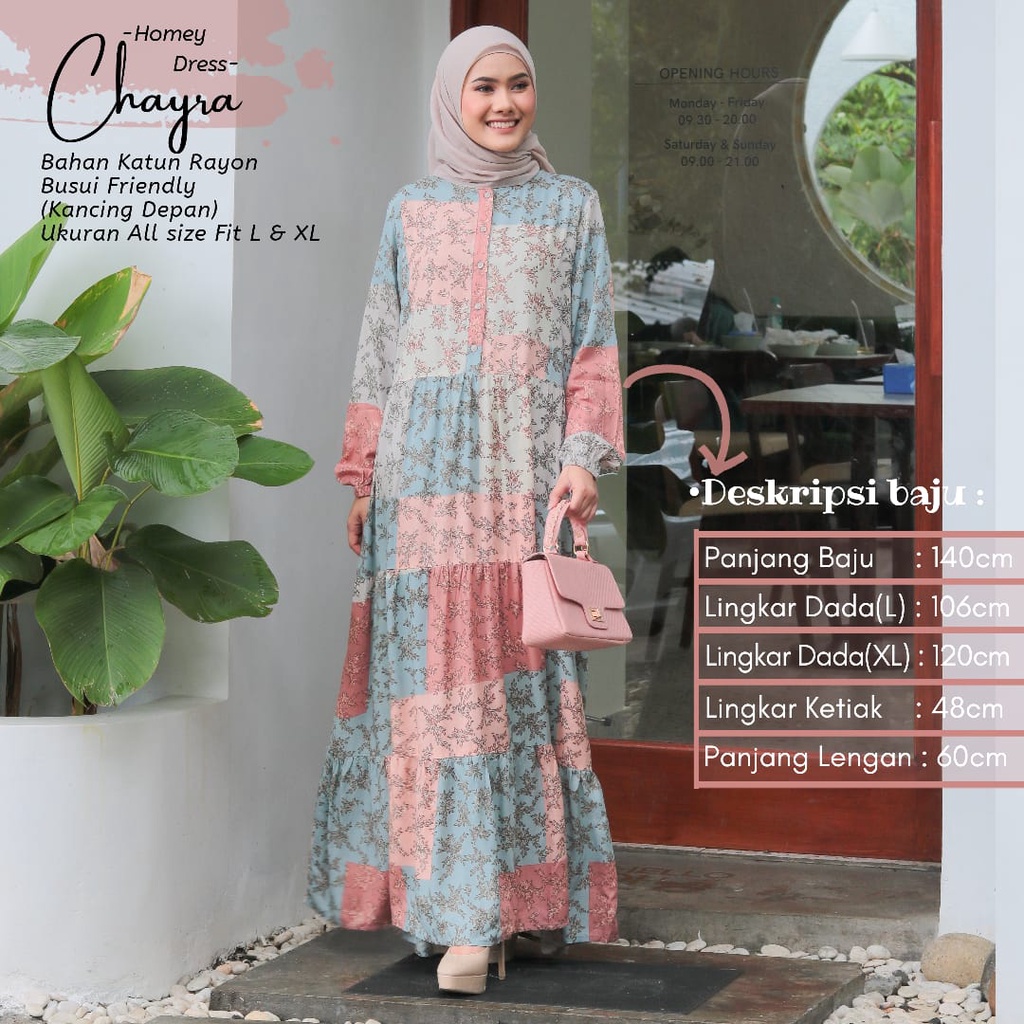 Termurah - Gamis Dewasa Homey Dress Motif Chayra Bahan Katun Rayon Premium Nyaman Dipakai | Bisa Cod