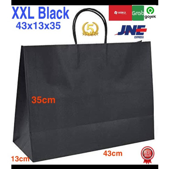 

PAPERBAG HITAM POLOS UK 43X13X35 / TAS KERTAS POLOS / GOODIEBAG MIN ORDER 20PCS KELIPATAN ORDER 20