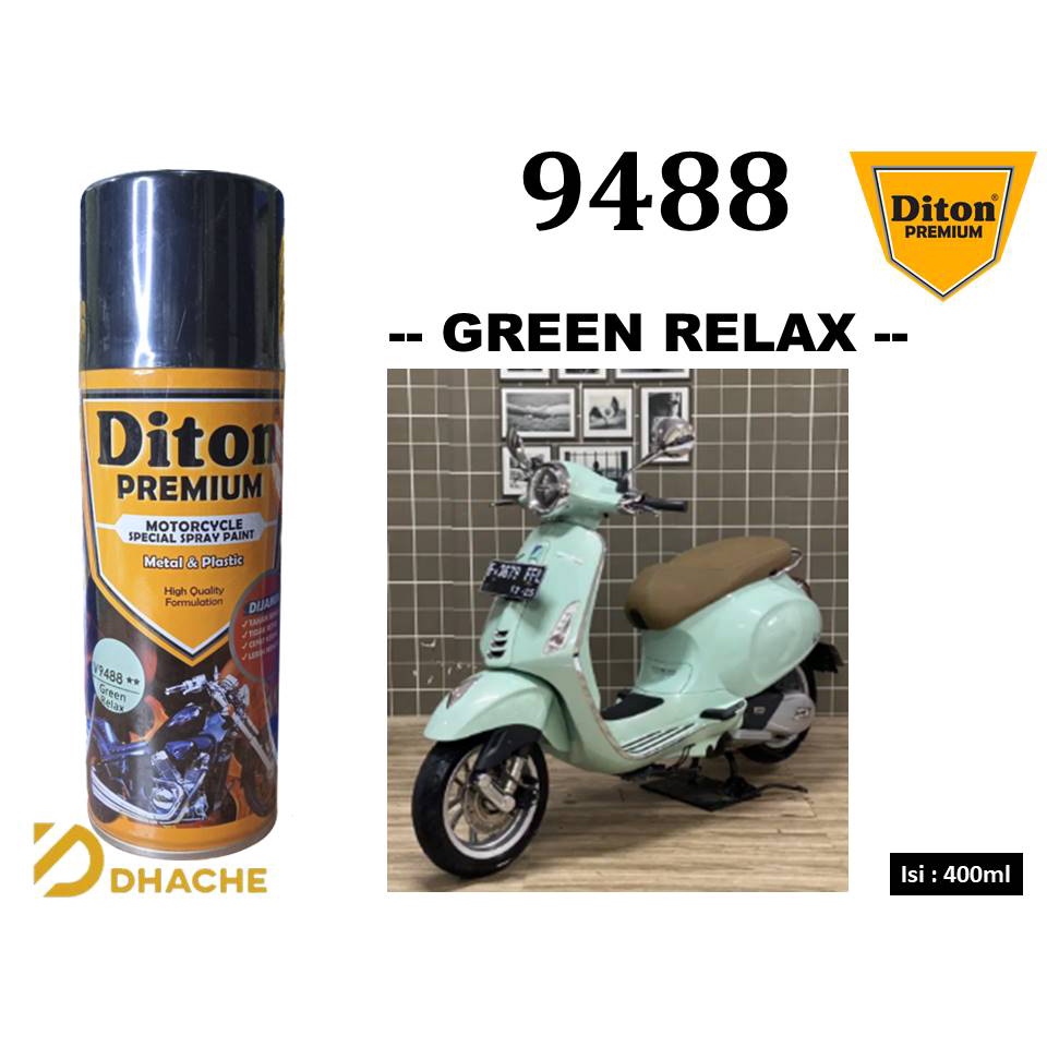 Cat Pilox Diton Premium Vespa Green Relax 9488 Warna Hijau Muda Daun Kilap Pespa pilok pylox pylok