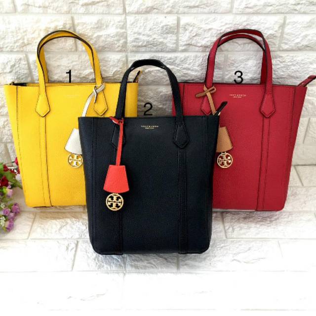 Tory burch North/South Leather tote tas bag original authentic asli  merah yellow kuning hitam black