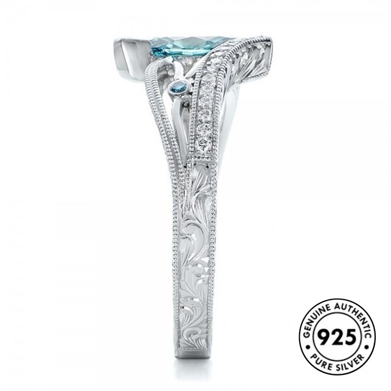 Cincin Sterling Silver 925 Simple Mewah Dengan Permata Untuk Wanita