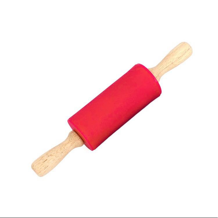 Rolling Pin Silikon Penggiling Adonan Pegangan Kayu Anti Lengket / Rolling Pin Food Grade / BPA Free