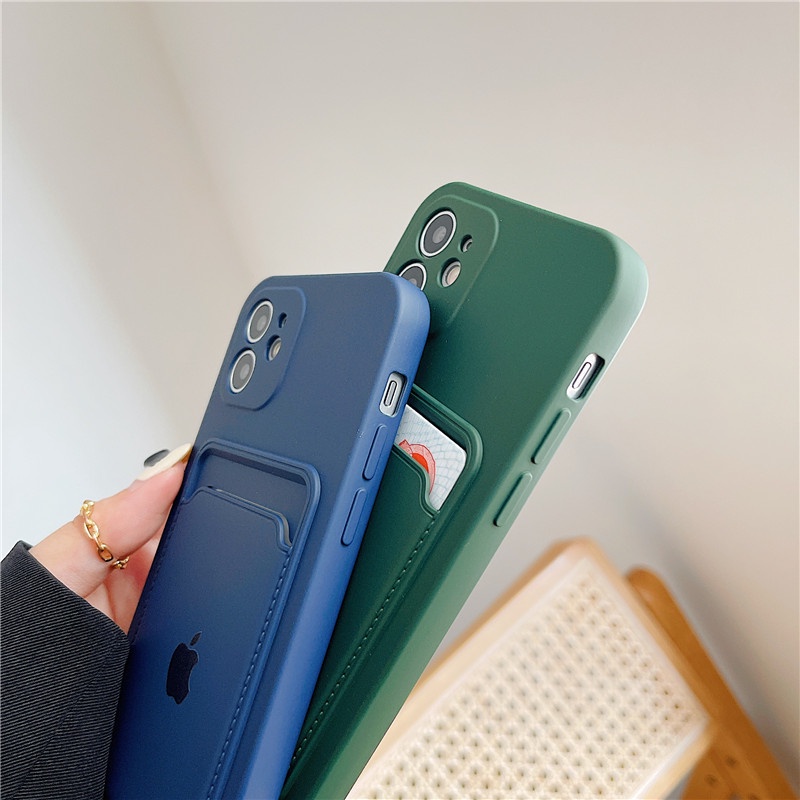 Liquid Silicone iphone case with Card package Cover for iphone 12 pro max 7plus 11 11 pro max XS XS MAX XR 8plus 7+ 8 SE 2020 casing iphone soft case