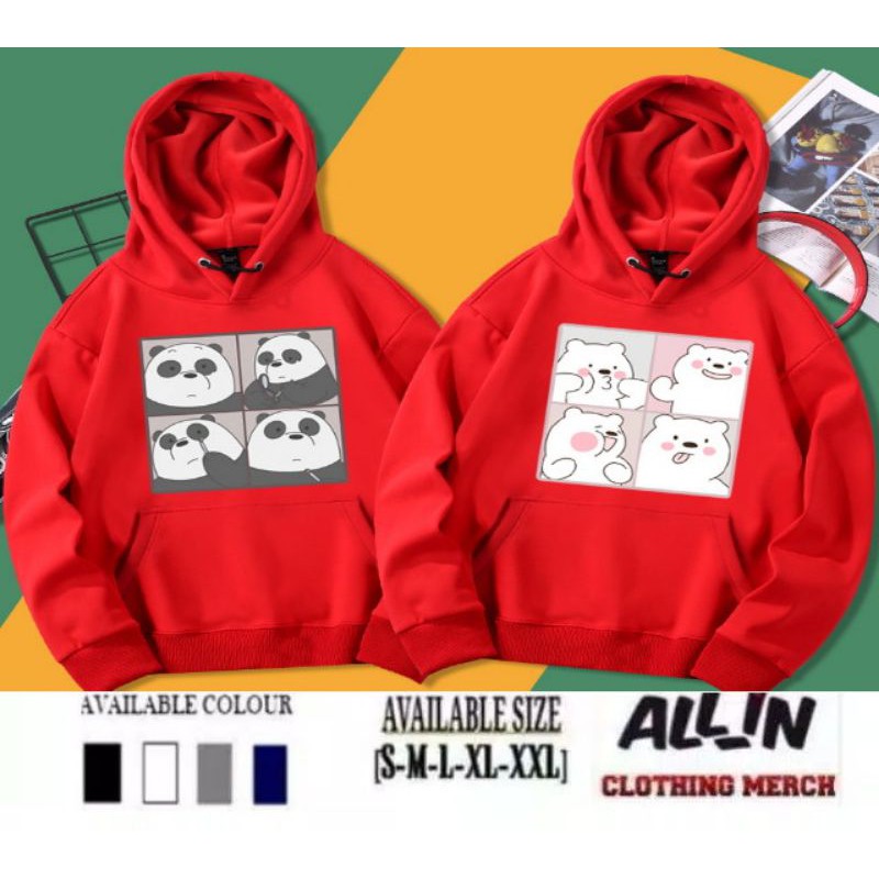 HOODIE COUPLE BARE BEARS CARTOON LUCU PREMIUM QUALITY SABLON (READY SIZE S-XXL)