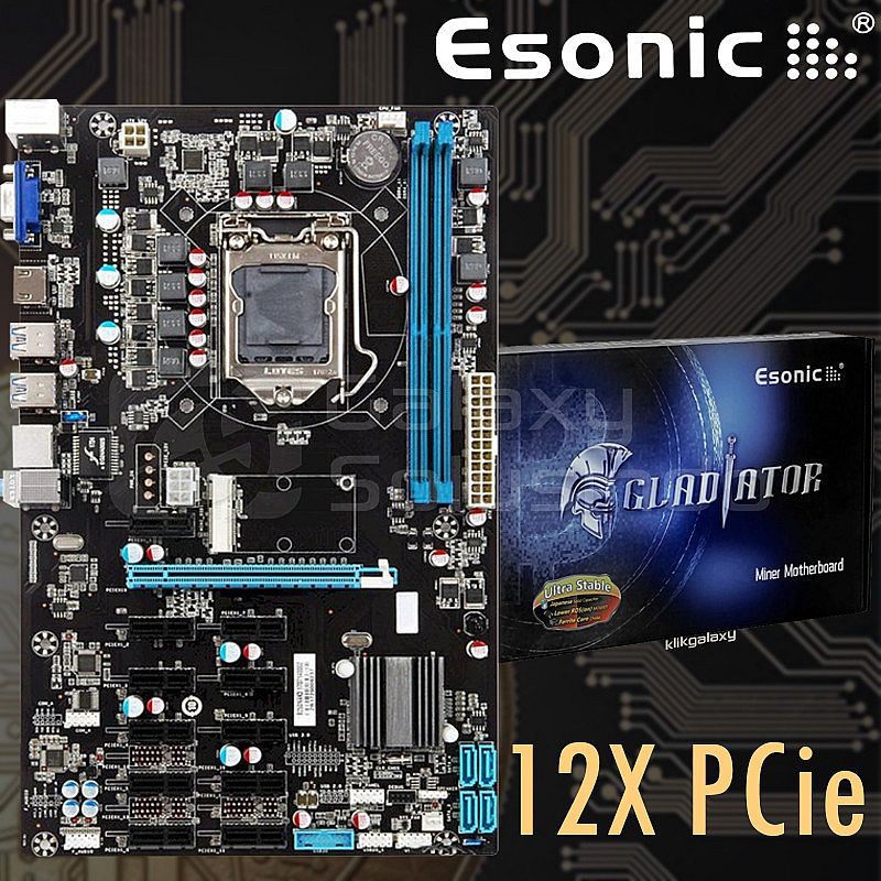 MB ESONIC B250 BTC Gladiator MIner 12 Slot Intel LGA1151