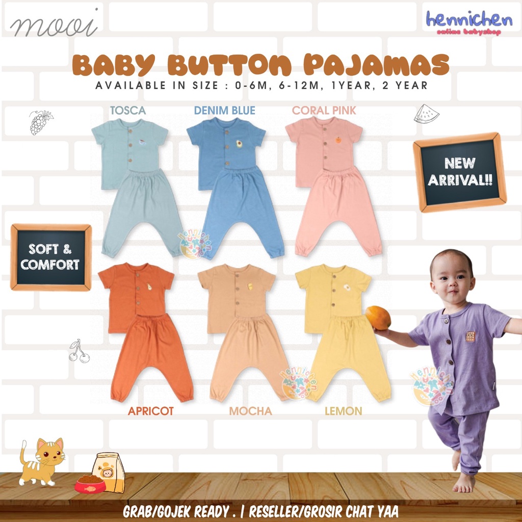 PROMO 7.7 PROMO BAJU LEBARAN MURAH Mooi Short Sleeve Button Setelan Piyama anak Pajamas Setelan Bayi  0-24 bulan