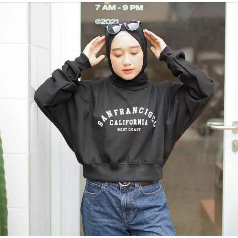 Sweater Croped Wanita atasan Oversize Sweater wanita murah