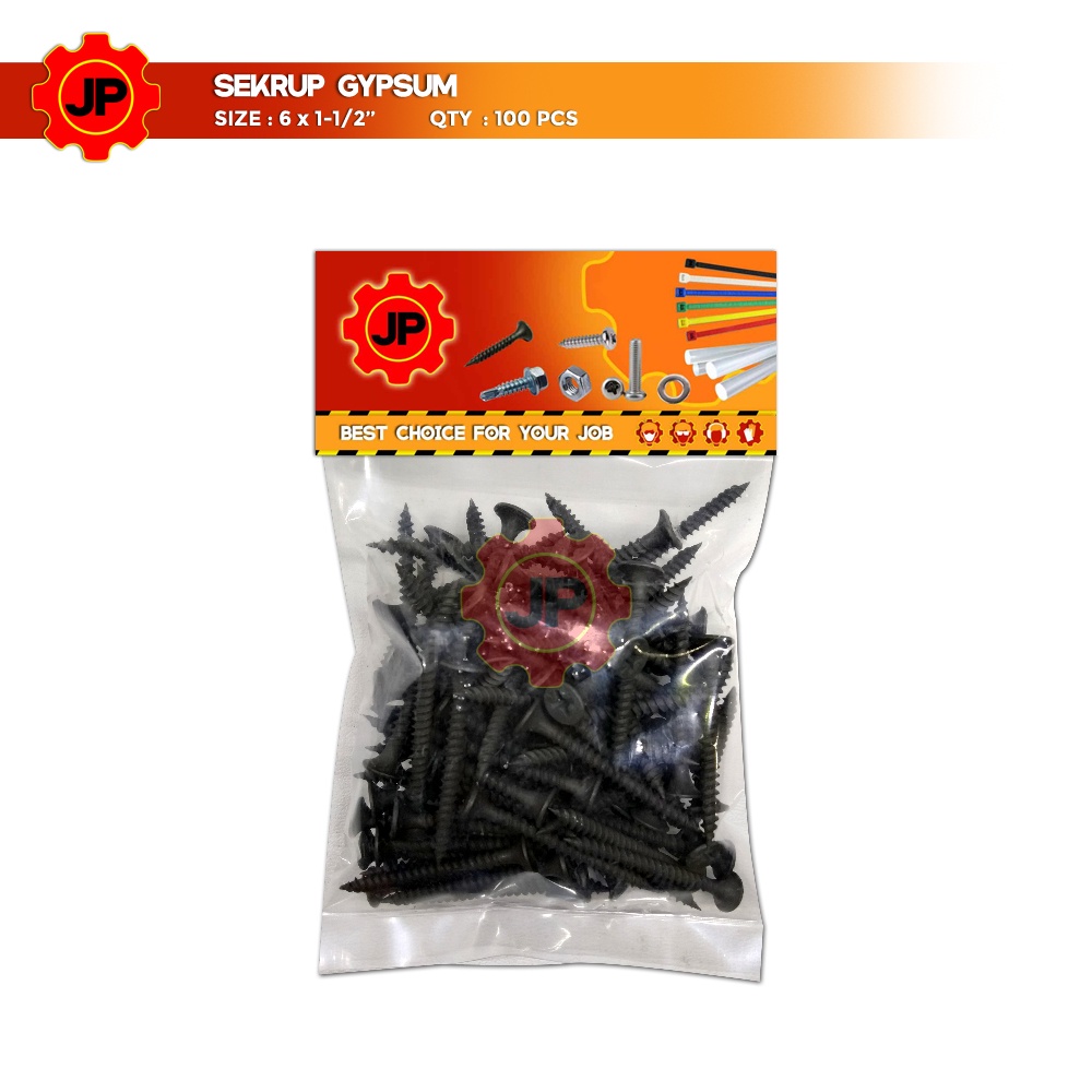 SEKRUP GYPSUM 6 x 1-1/2 - SKRUP DRYWALL - BAUT GIPSUM HITAM ISI 100 PC