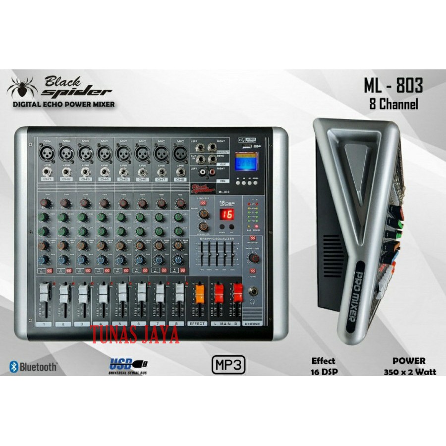 Power Mixer BlackSpider ML 803 8channel Bluetooth - ML803