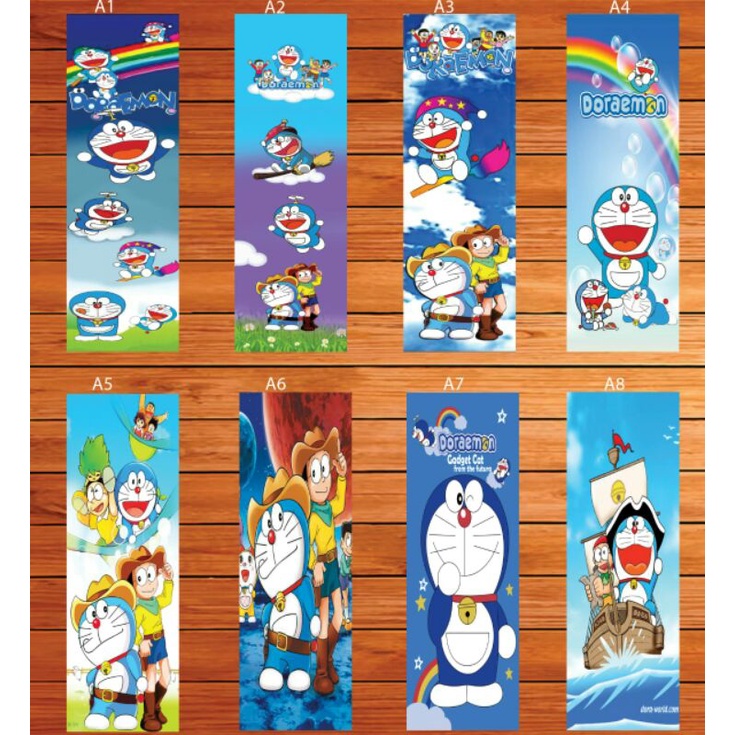 Stiker kaca/reverse uk 35x150cm motif doraemon