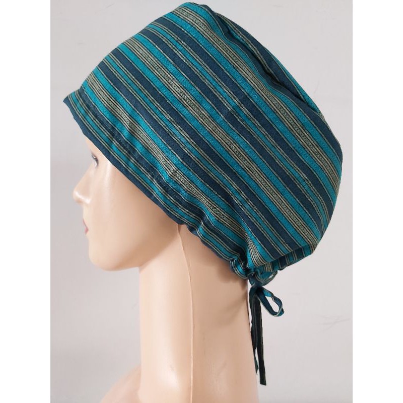 Head cap/headcap/ topi bedah/ surgical cap/ topi medis / topi dokter perawat MOTIF TENUN GARIS