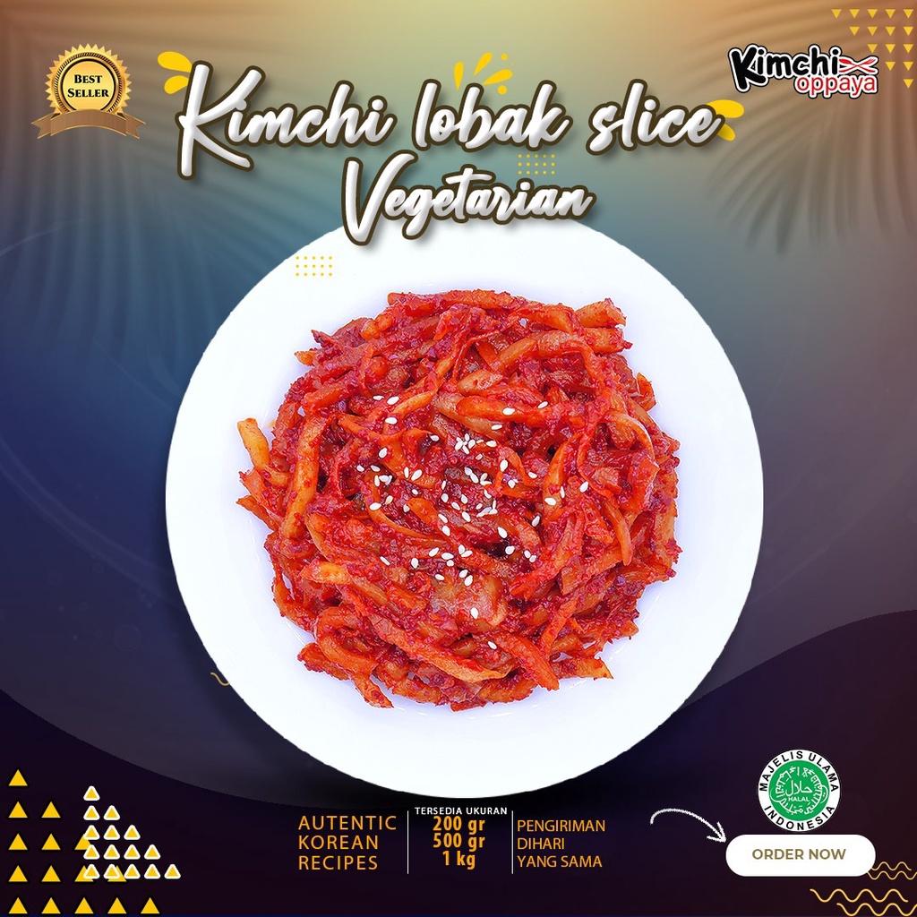 

Vegetarian Kimchi Lobak Wortel Slice 200Gr Veggie Vegan