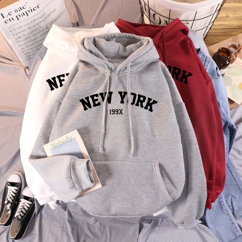 IvannaCollection Sweater Hoodie Wanita Oversize Jaket Hodie Couple Pasangan New York 199X