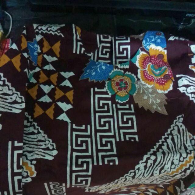 Vl88 - Atasan Baju Batik Wanita Lengan Panjang U/ Blouse Muslimah & Hijaber Bahan Katun Strecth