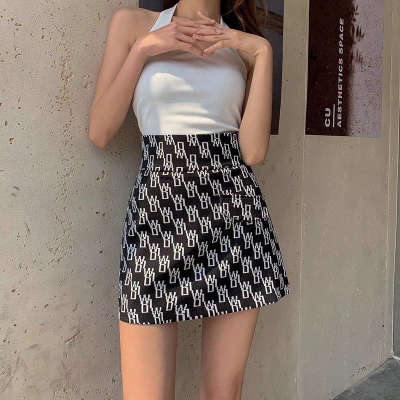 [CLEARANCE] Korean Mini Skirt A-line Slimming High Waist Rok Pendek Bermotif 2146 A (S-XL)