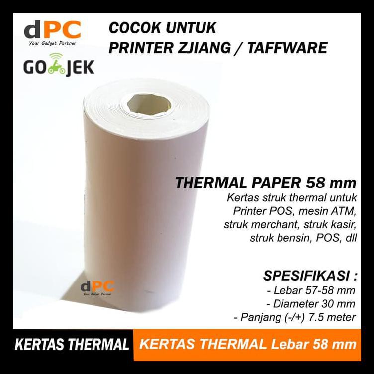 

Thermal Paper 58 X 30 Mm Kertas Struk Utk Atm, Printer Kasir Zjiang Promo Special