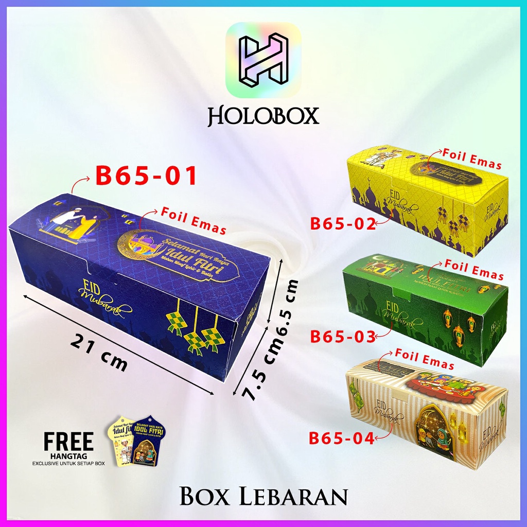 

Box Hampers Lebaran / Kotak Kue Panjang Idul Fitri / Dus Packaging Bolu Gulung / B65