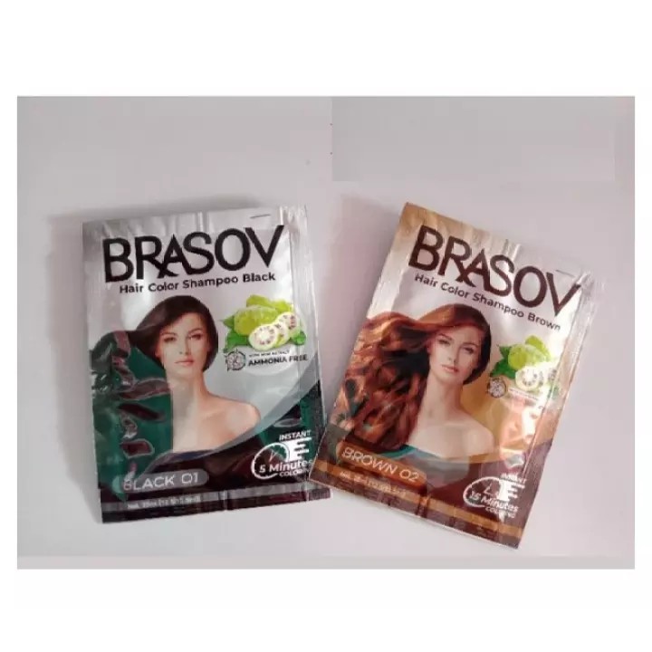 BRASOV Hair Color Shampoo Cat Rambut / Semir Rambut Shampoo Sachet