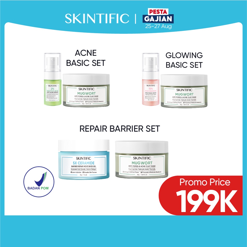 Jual SKINTIFIC - 2pcs Set with Clay Mask Acne Basic Set / Repair