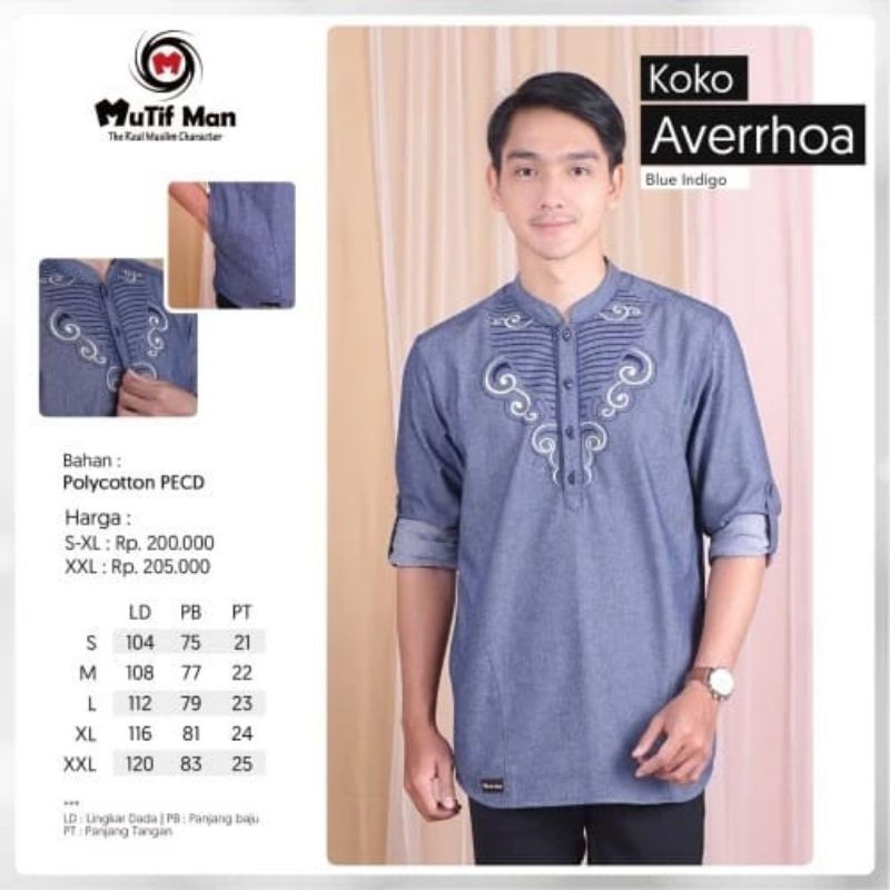 Mutif Man Averhoa,koko dewasa lengan pendek,koko dewasa lengan panjang murah