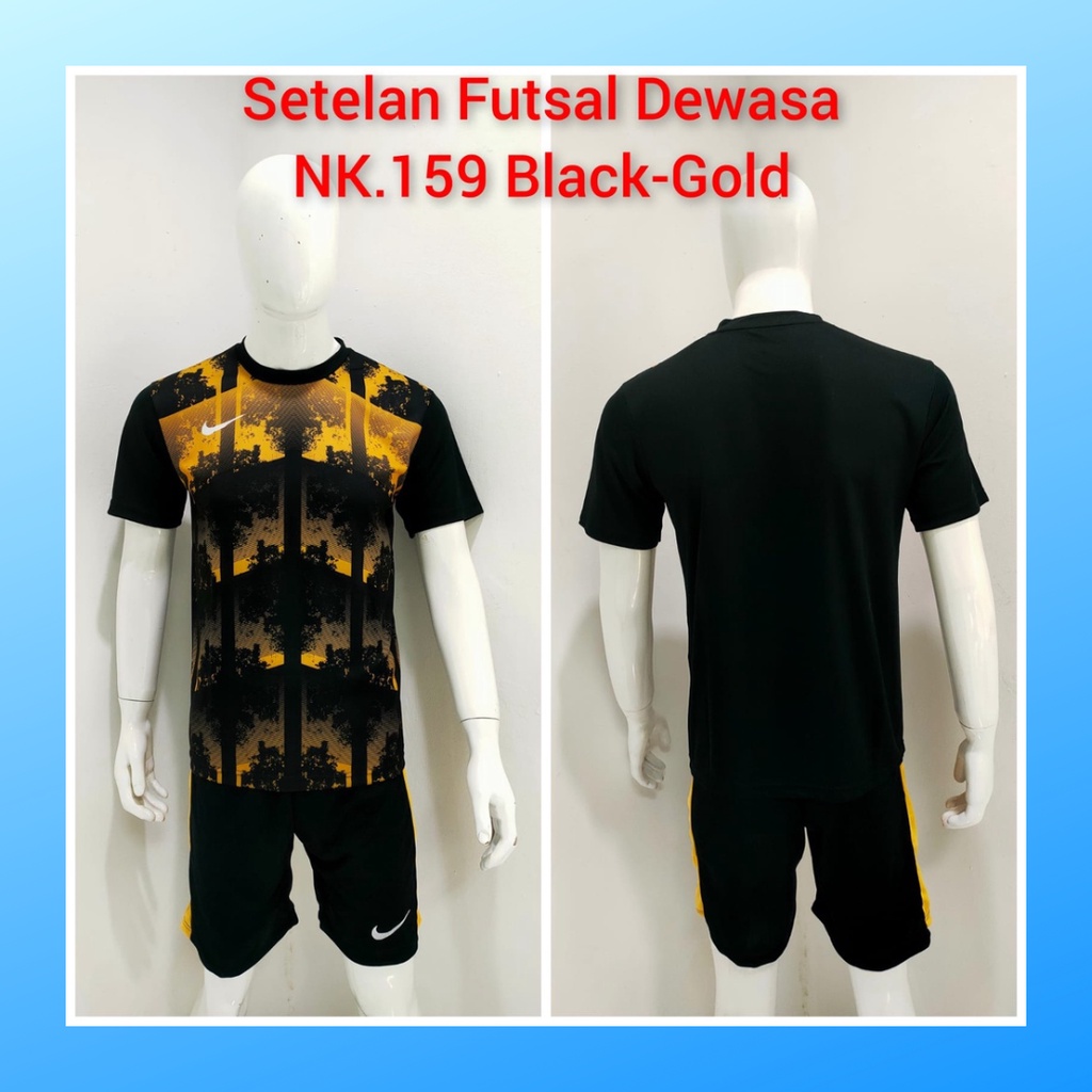 jersey futsal pria kaos sepak bola baju dan celana setelan wanita dewasa t-shirt outfit seragam jarsey kostum olahraga pakaian apparel print sport jersy soccer casual jersi suit NK159 gold