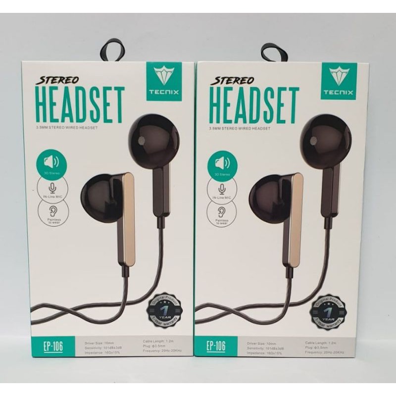 Jual Headset Tecnix Ep106 Stereo Headset 3.5mm Stereo Wired Headset