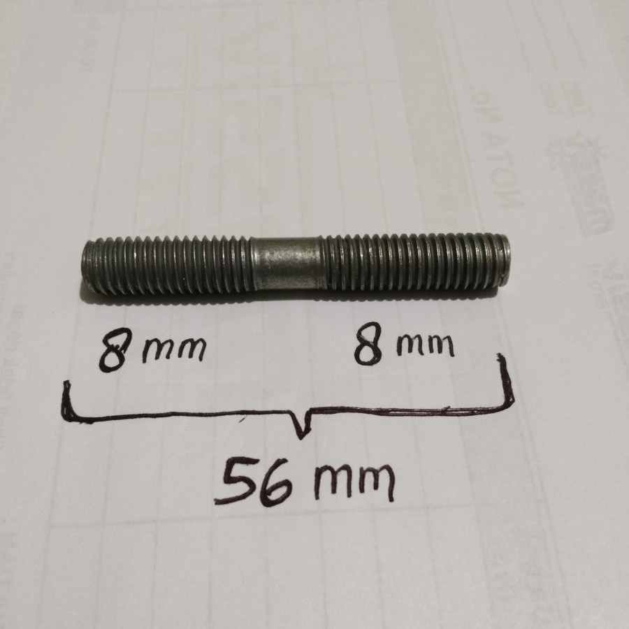 Baut tanam knalpot ,baut blok, manipol 8 mm x 8 mm x 56 mm (mur 12 x 12 )