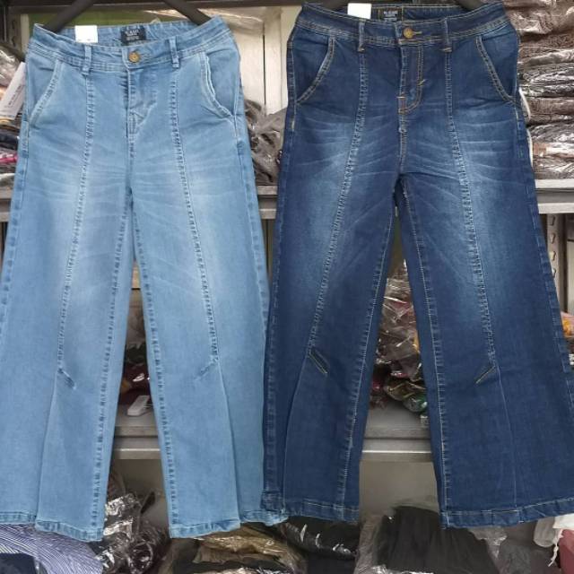 VJ ESSENTIAL KULOT JEANS BELAH SENGKONG DARKWASH