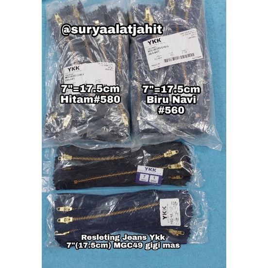 Resleting Jeans Ykk 7in/17.5cm MGC-49 gigi mas =rp.45.900/12pcs