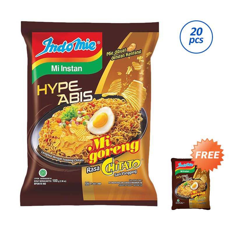 

Indomie Hype Abis Rasa Chitato Sapi Panggang Mie Instant [20 pcs x 100 g] + Free Bantal Indomie