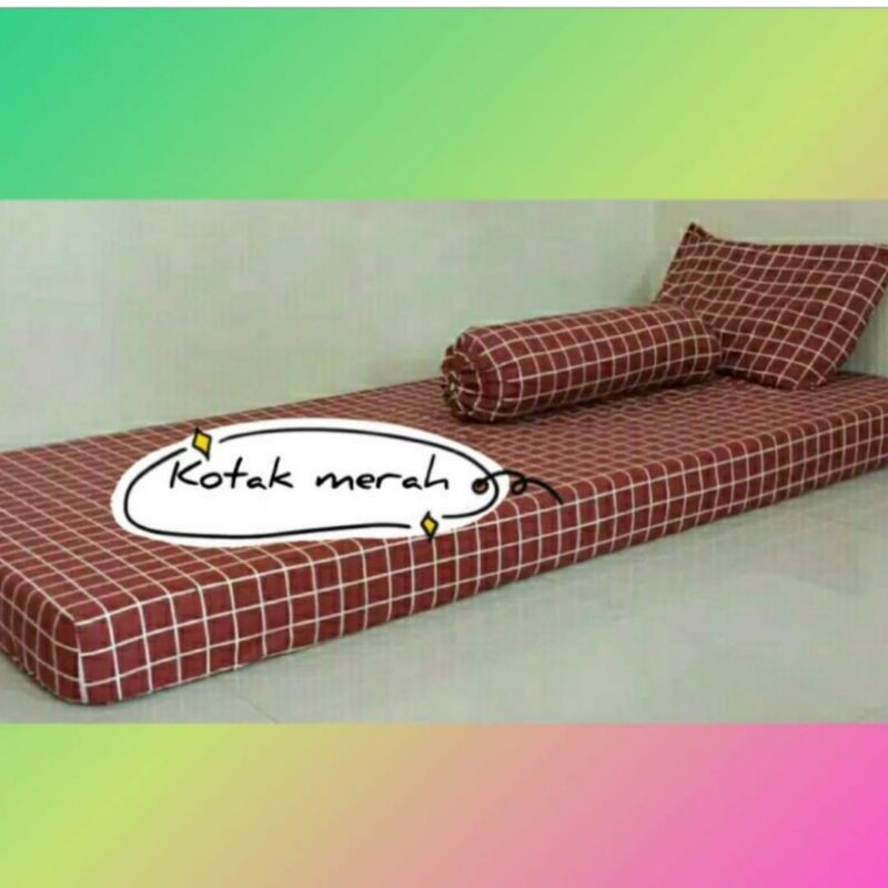 sprei karet sudut set bantal 1 guling 1 90x200x15,100*200*15 &amp; 120*200*15