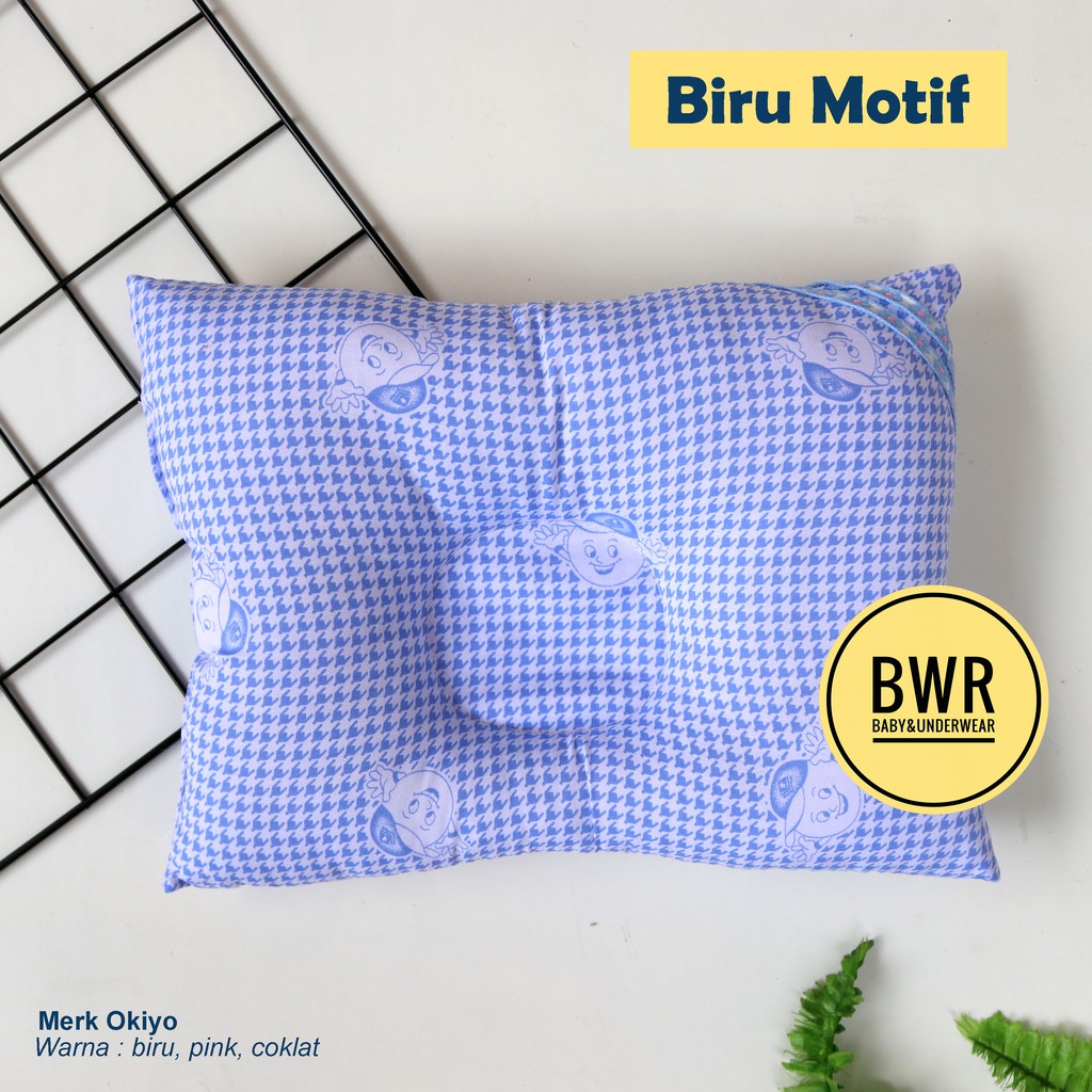 Bantal Peyang Bayi OKIYO Kotak Kotak | Kado Bayi Perlengkapan Tidur Bayi - Bwr IX