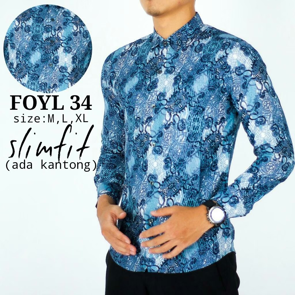 KEMEJA PRIA SLIMFIT BAJU BATIK PANJANG SLIM FIT CBS 666