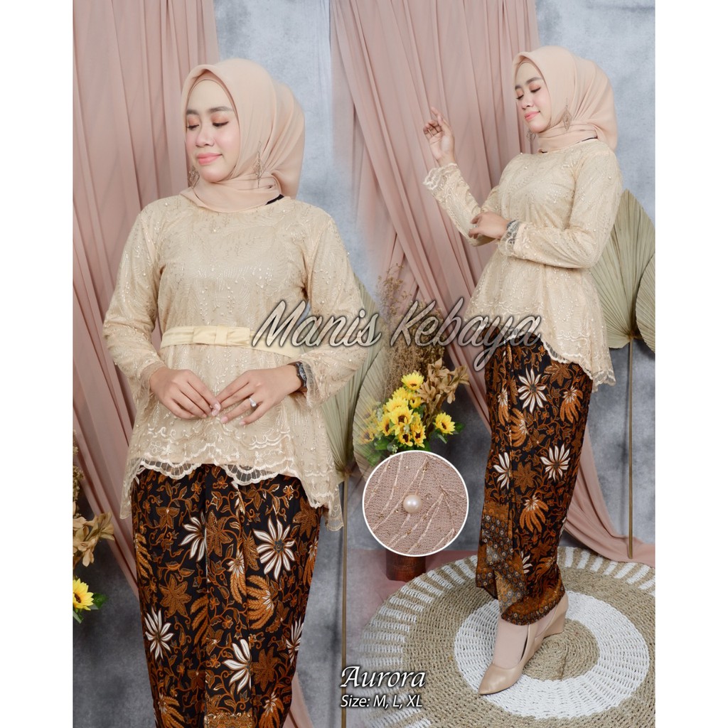 PROMO SET KEBAYA TULLE PINQUIN / SET KEBAYA TULLE MUTIARA BORDIR PINQUIN