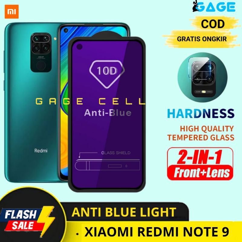 2IN1- TEMPERED GLASS ANTI BLUE LIGHT REDMI NOTE 9 - TG ANTIGORES FULL LAYAR REDMI NOTE9 PREMIUM