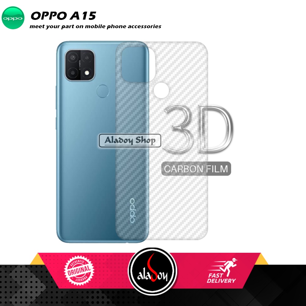 Case Oppo A15 Armor Fushion Transparent Casing + Tempered Glass Full Layar dan Skin Carbon