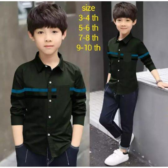 KEMEJA POSH// anak laki laki umur 5 tahun - 12 tahun /kemeja anak Pria / BDG_STYLE(COD)