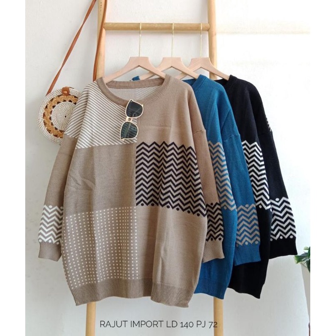 ATASAN WANITA RAJUT IMPORT - BLOUSE RAJUT OVERSIZE - RAJUT WANITA LD 140CM - RAJUT WANITA KEKINIAN -