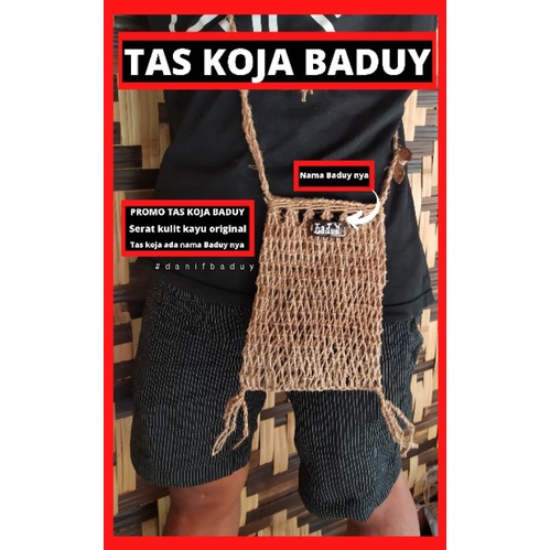 TAS KOJA BADUY tas kecil ada nama Baduy nya original serat kulit kayu selempang